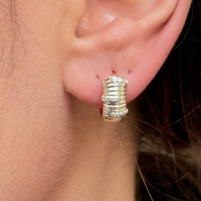 Katmanlı Taşlı Gold Küpe resmi