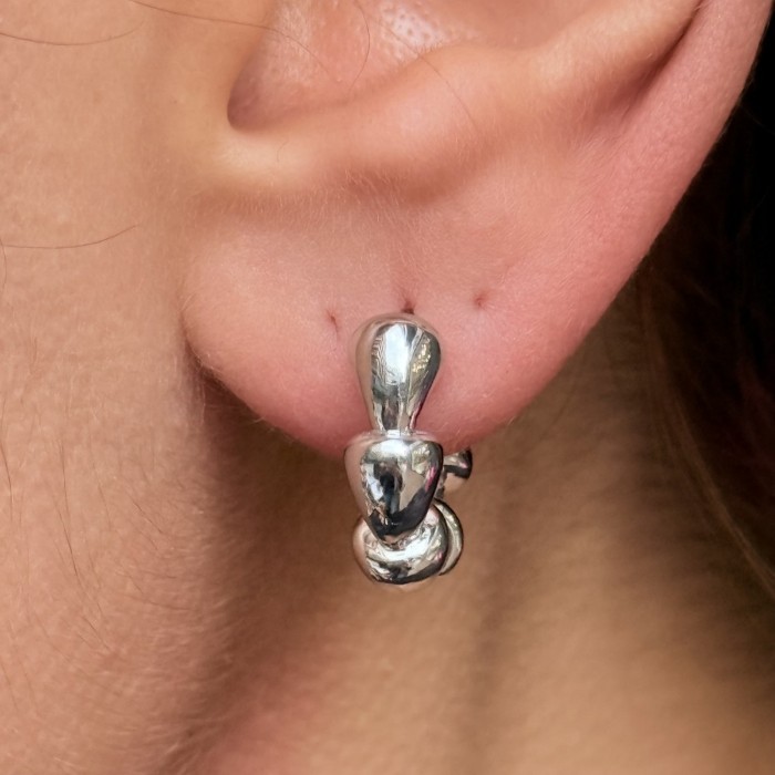 Gümüş Organik Form Küpe resmi