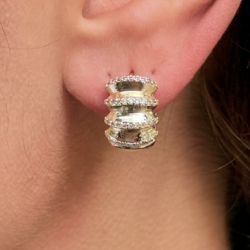 Taş Detaylı Katman Küpe  resmi