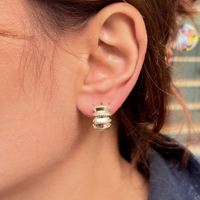 Taş Detaylı Katman Küpe  resmi