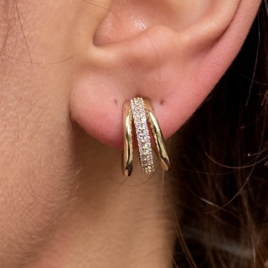 İkili Gold Çizgi Küpe resmi