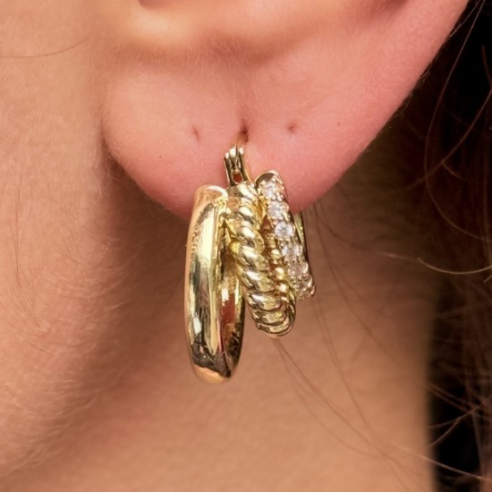 Karışık Form Gold Küpe Seti resmi