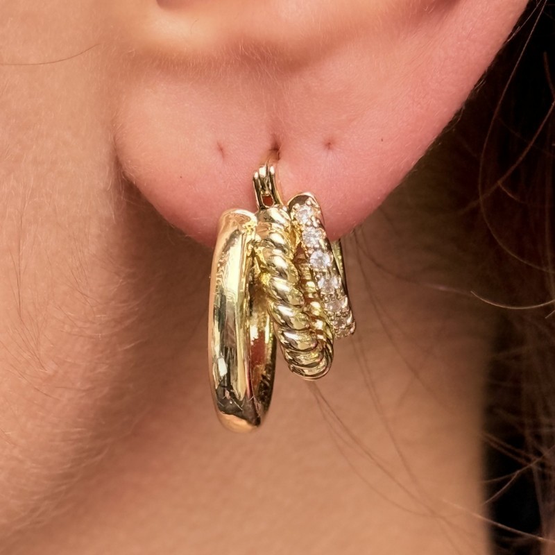 Karışık Form Gold Küpe Seti resmi