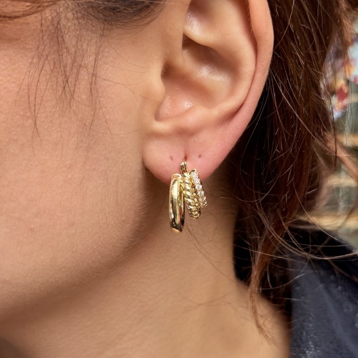 Karışık Form Gold Küpe Seti resmi