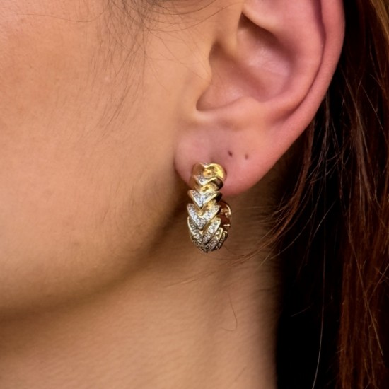 Chevron Katman Halka Küpe – Gold resmi