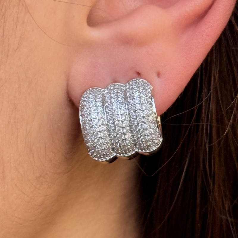 Geniş Pavé Blok Küpe – Gümüş Ton resmi