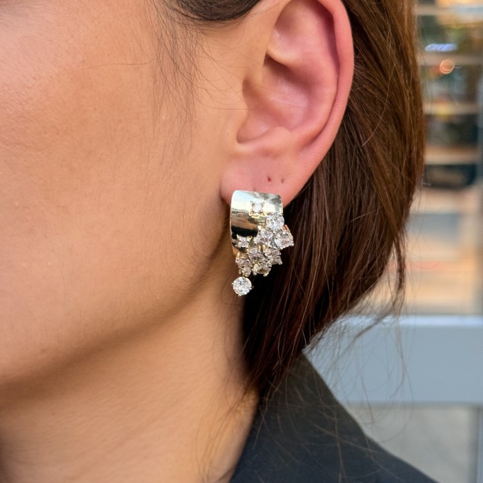 Asimetrik Plaka Küpe – Taş Kümeli resmi