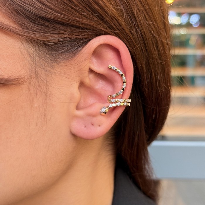 Seraphina Spiral Cuff (Gold Taşları Silver) resmi