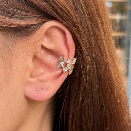 Rope & Pavé Triple Ear Cuff – Two‑Tone resmi