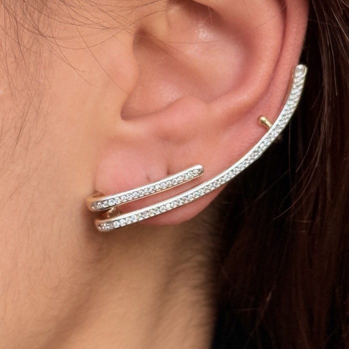 Siena Stepped Pavé Hoop resmi