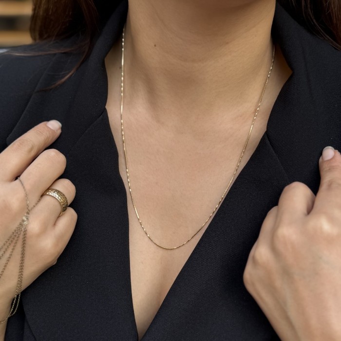 Mikro Boncuk & Silindir Zincir Kolye resmi