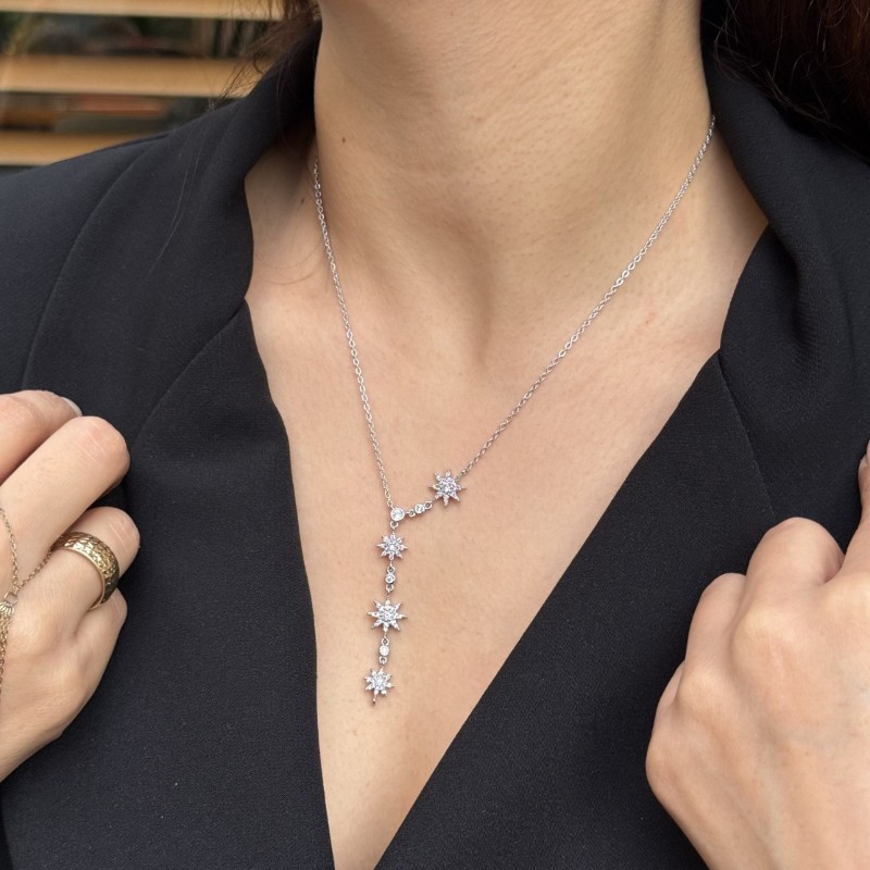 Kutup Yıldızı Y Kolye (Gümüş Renk) resmi