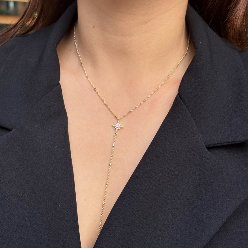 Vega Star Lariat Necklace – Gold resmi