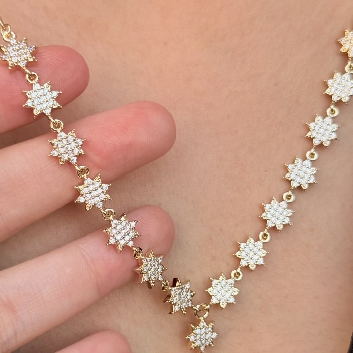 Celestial Bloom Y‑Necklace – Gold resmi