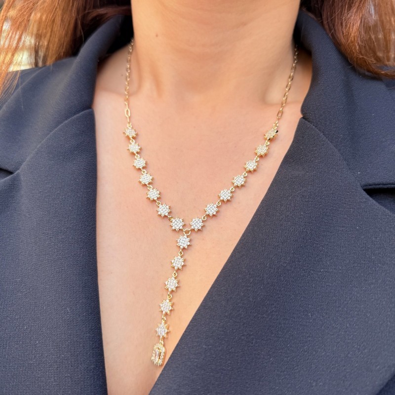 Celestial Bloom Y‑Necklace – Gold resmi