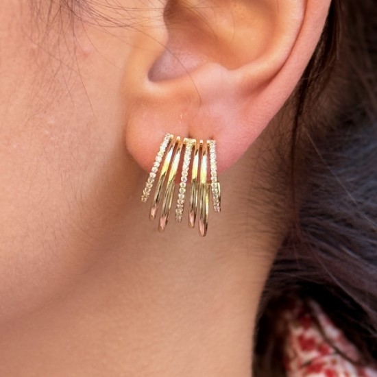 Çok Halkalı Işıltı Küpe resmi