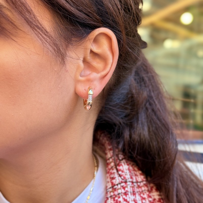 Gold Mini Hoop – Pavé Bridge resmi