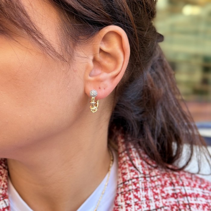 Pavé Globe Stud – Link Drop (Gold) resmi