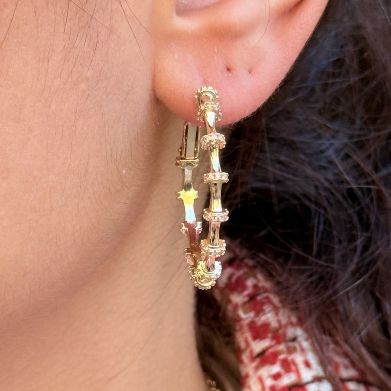 Bamboo Hoop – Pavé Rings (Gold) resmi