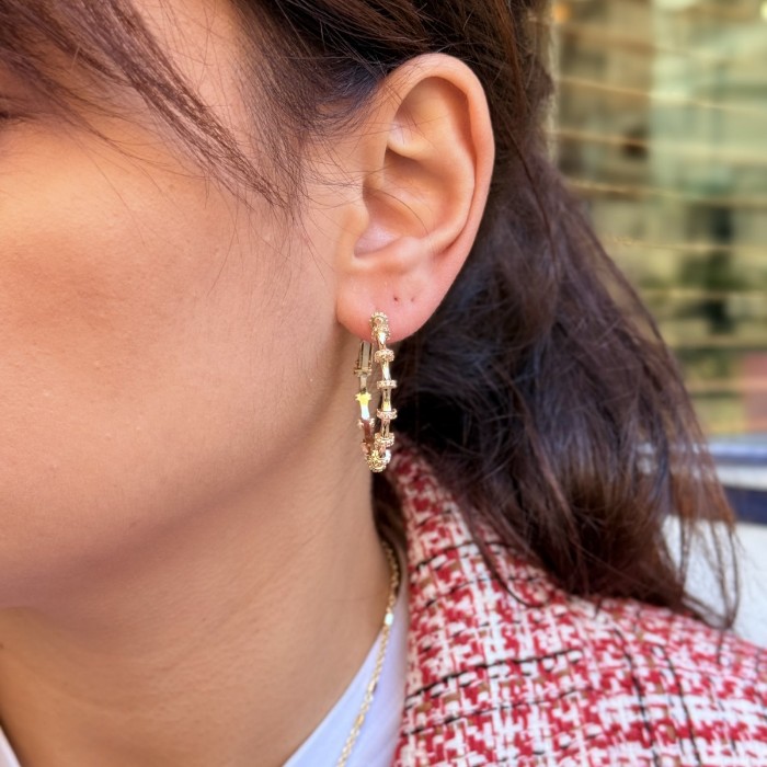 Bamboo Hoop – Pavé Rings (Gold) resmi