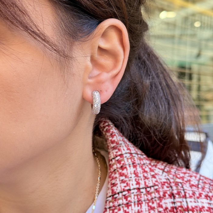 Silver Frost Mini Hoop – Micro Pavé Dome resmi